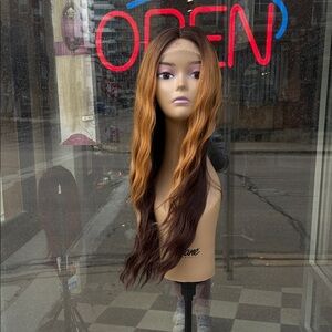 Stylish Two-Tone Long Wavy Women’s Wig - Brown & Copper